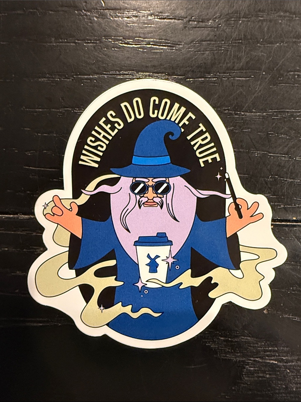 Dutch Bros Wishes Do Come True Wizard Sticker - Blue/Purple